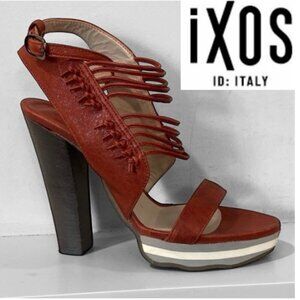 Ixos Red Platform Heels with Woven Straps Size 37.5